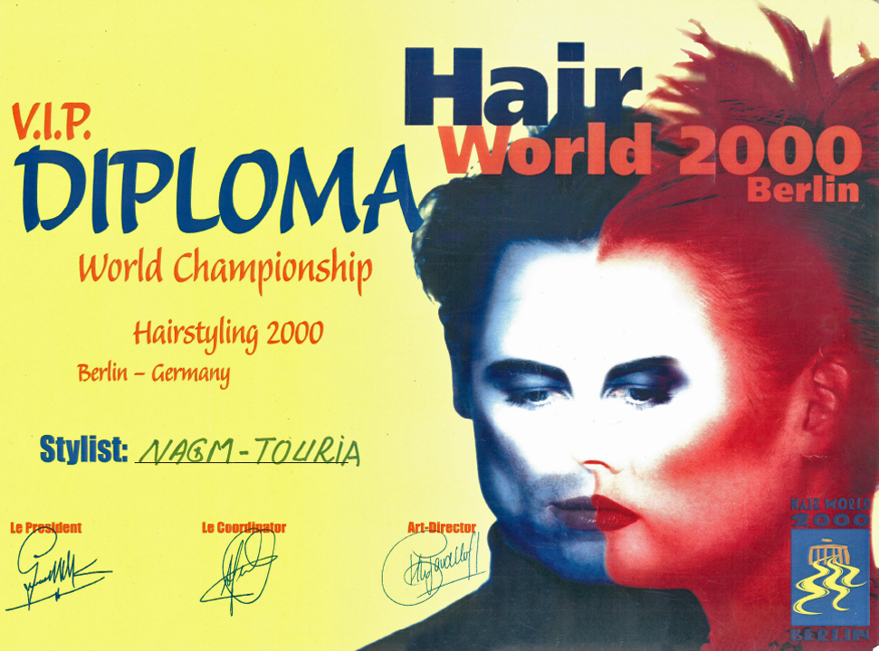 Diplôme VIP de participation au Championnat du Monde de coiffure - Berlin 2000